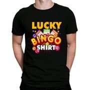 Lucky Bingo Shirt - Bingo Lover Gambler Gambling Men's Cotton Crew Neck Graphic Tee Casual Short Sleeve Solid T-Shirt