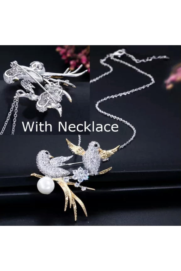 Lucky Bird Design Cubic Zirconia Big Brooch for Women Jewelry