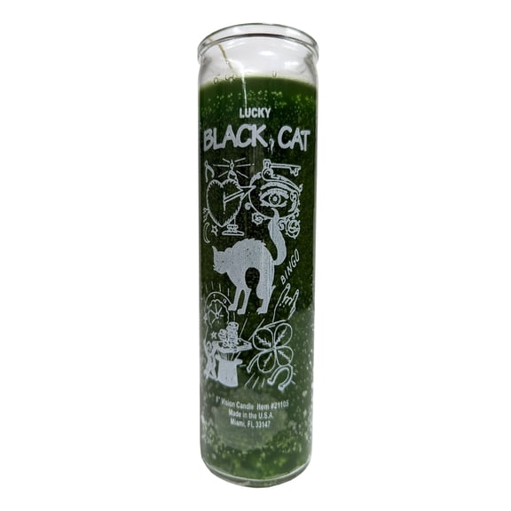 Lucky Black Cat Green Candle