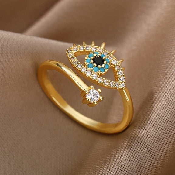 Lucky Blue Evil Eye Rings,Eyes of Horus for Women Open Adjustable Ring (Adjustable)