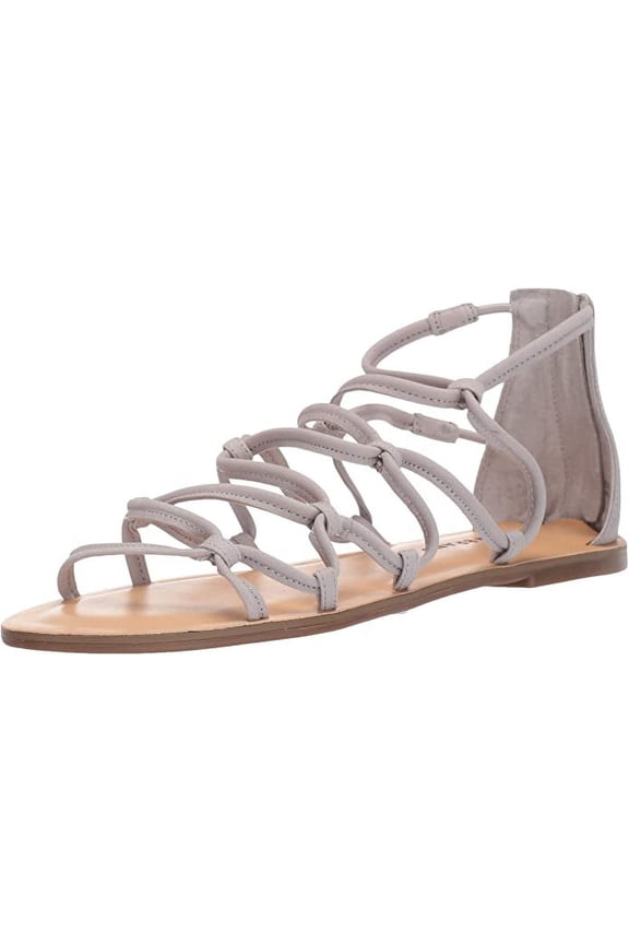 Anisha Chinchilla White Flat Zipper Open Toe Caged Strappy Sandals