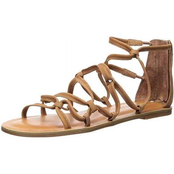 Lucky Brand Anisha Umber Brown Flat Sandal Gladiator Flat Caged Strappy Sandals