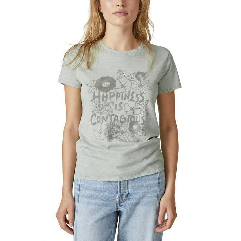 Lucky Brand BELGIAN BLOCK Women's Happiness Is Contagious T-Shirt, US S