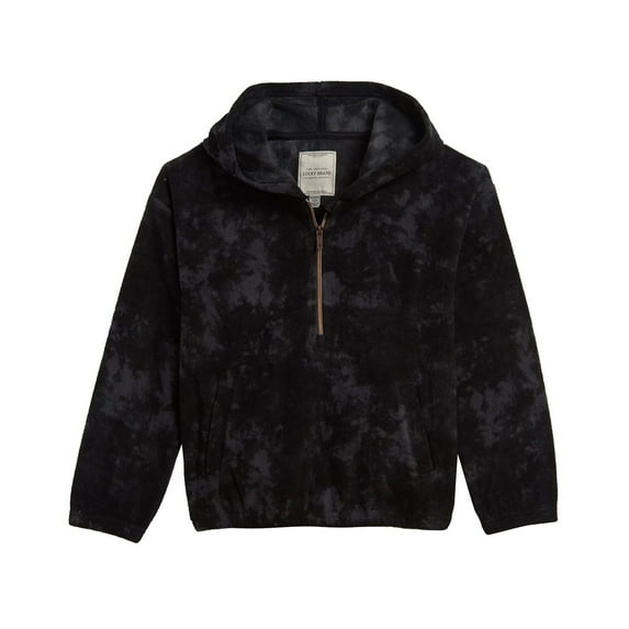 Lucky Brand BLACK Big Girls Tie Dye Hooded Popover Sweatshirt, US Large(12/14)