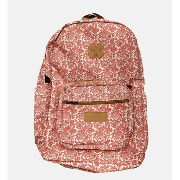 Lucky Brand Backpack Coral White Ornate Floral Print Side