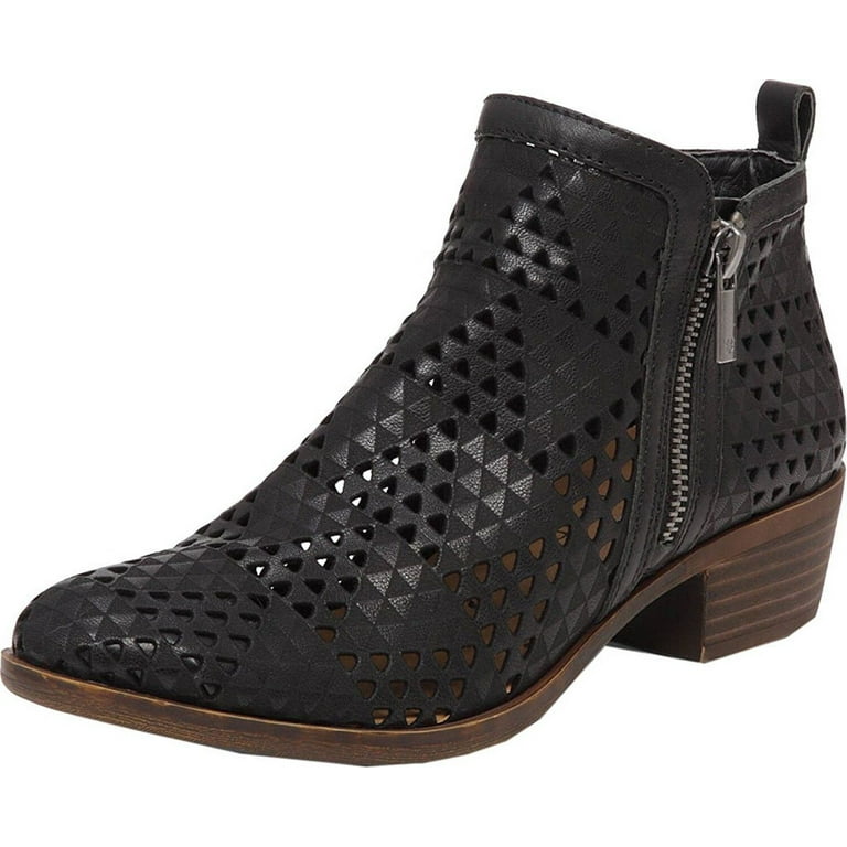 Lucky Brand Basel Black Lugo Perforated Cut out Low Cut Ankle
