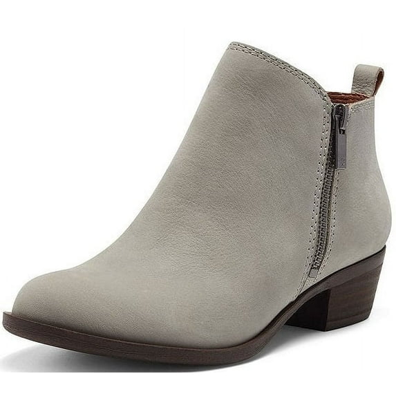 Lucky Brand Basel Almond-Toe Stacked Heel Ankle Booties Wrought Iron Wide Width (Wrought Iron, 7)