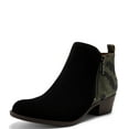 thumbnail image 1 of Lucky Brand Basel Black Camo Almond Toe Ankle Block Low Heel Zipper Boots (Black Camo, 6), 1 of 4