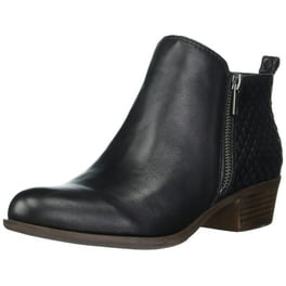 Lucky Brand Women s Fashionable Almond Toe Block Heel Fausst Slip On Ankle Bootie Black 9 Walmart