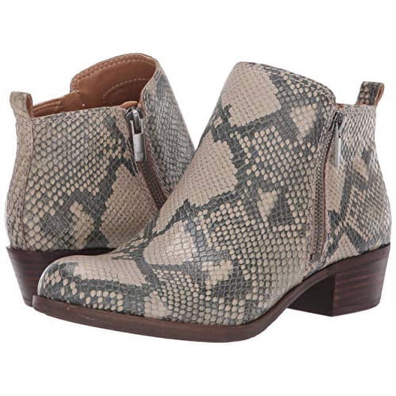 Lucky Brand Basel Chinchilla Taupe Block Low Heel Fashion Zipper Ankle Booties