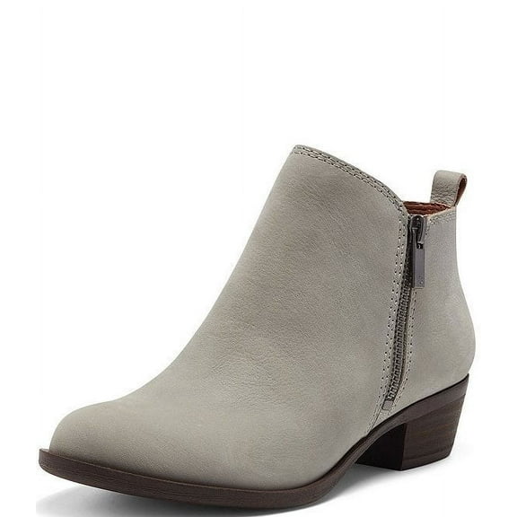 Lucky Brand Basel Wrought Iron Almond Toe Rounded Toe Block Low Heel Zipper Boot (Wrought Iron, 11)