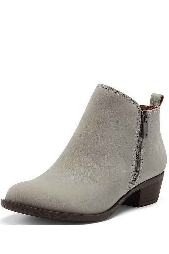 Basel Wrought Iron Almond Toe Rounded Toe Block Low Heel Zipper Boot (Wrought Iron, 11)