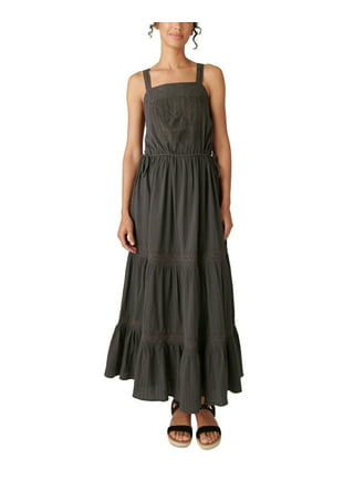 Lucky Brand Women's Lace Tiered Maxi Dress, Washed Black, Small