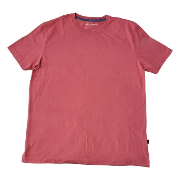 Lucky Brand Crewneck Ribbed Collar Side Slip Hem Short Sleeve Jersey Tee (Garnet Rose, S)