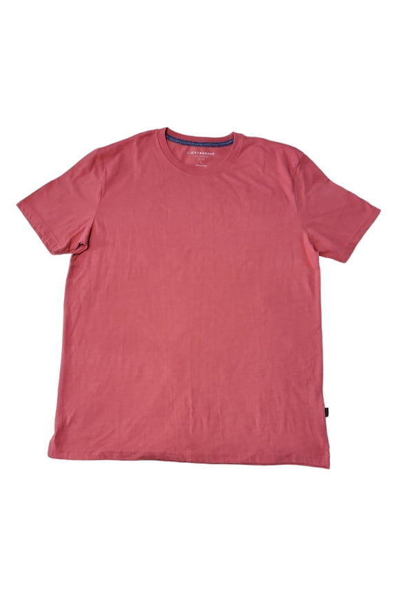 Crewneck Ribbed Collar Side Slip Hem Short Sleeve Jersey Tee (Garnet Rose, S)