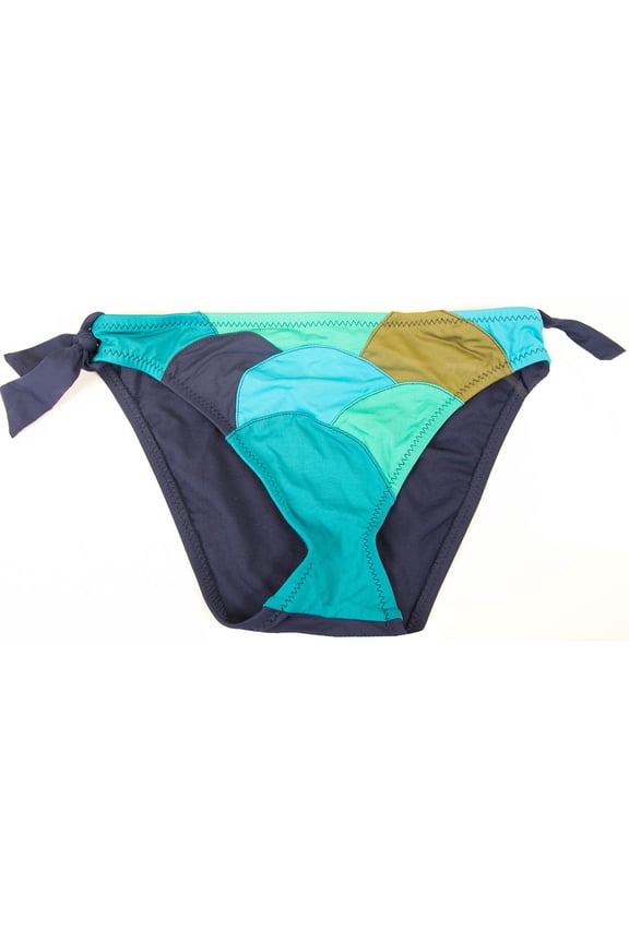 Brand Detailed Front Tie Side Blue Bikini Swim Bottom