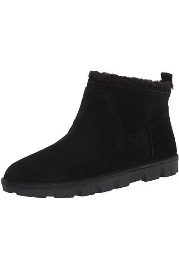 Dweller Black Faux Shearling Round Toe Pull On Ankle Casual Booties (Black, 9)