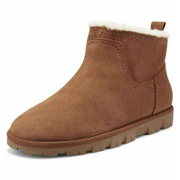 Lucky Brand Dweller Cognac Faux Shearling Round Toe Pull On Ankle Casual Booties (Cognac, 11)