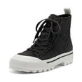 thumbnail image 1 of Lucky Brand Eisley Black Round Toe Lace Up High Top Sneaker Hiker Combat Boots (Black, 6.5), 1 of 5