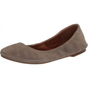 Lucky Brand Emmie Fossilized Ballet Leather Flat Slip On Rounded Toe Shoes (Fossilized, 7.5)