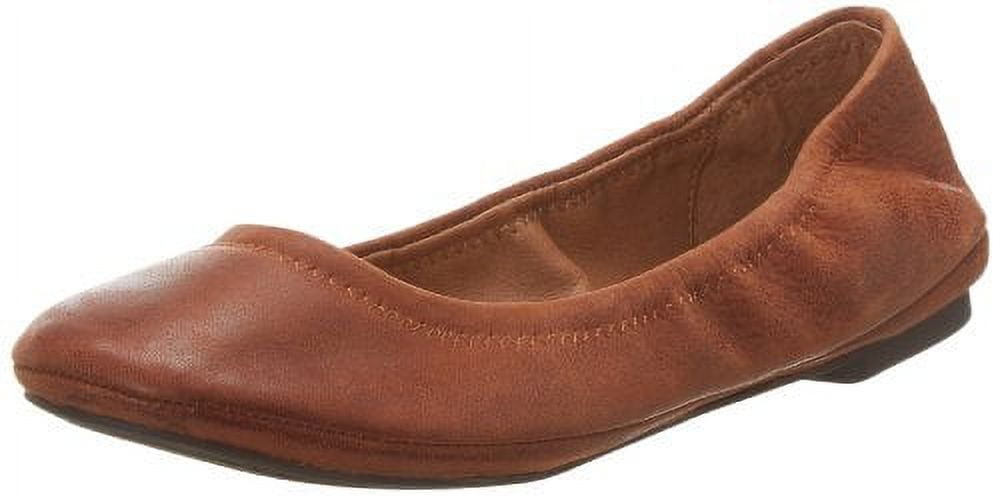 Lucky Brand Emmie Leather Rounded Toe Ballet Flats Shoes BOURBON
