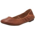 thumbnail image 1 of Lucky Brand Emmie Leather Rounded Toe Ballet Flats Shoes BOURBON Tan Leather (BOURBON, 8, Wide), 1 of 6