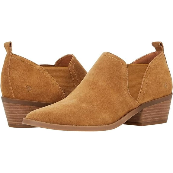 Lucky Brand Fallo Topanga Tan Suede Western Block Heel Pointed Casual Booties (Topanga Tan, 5)