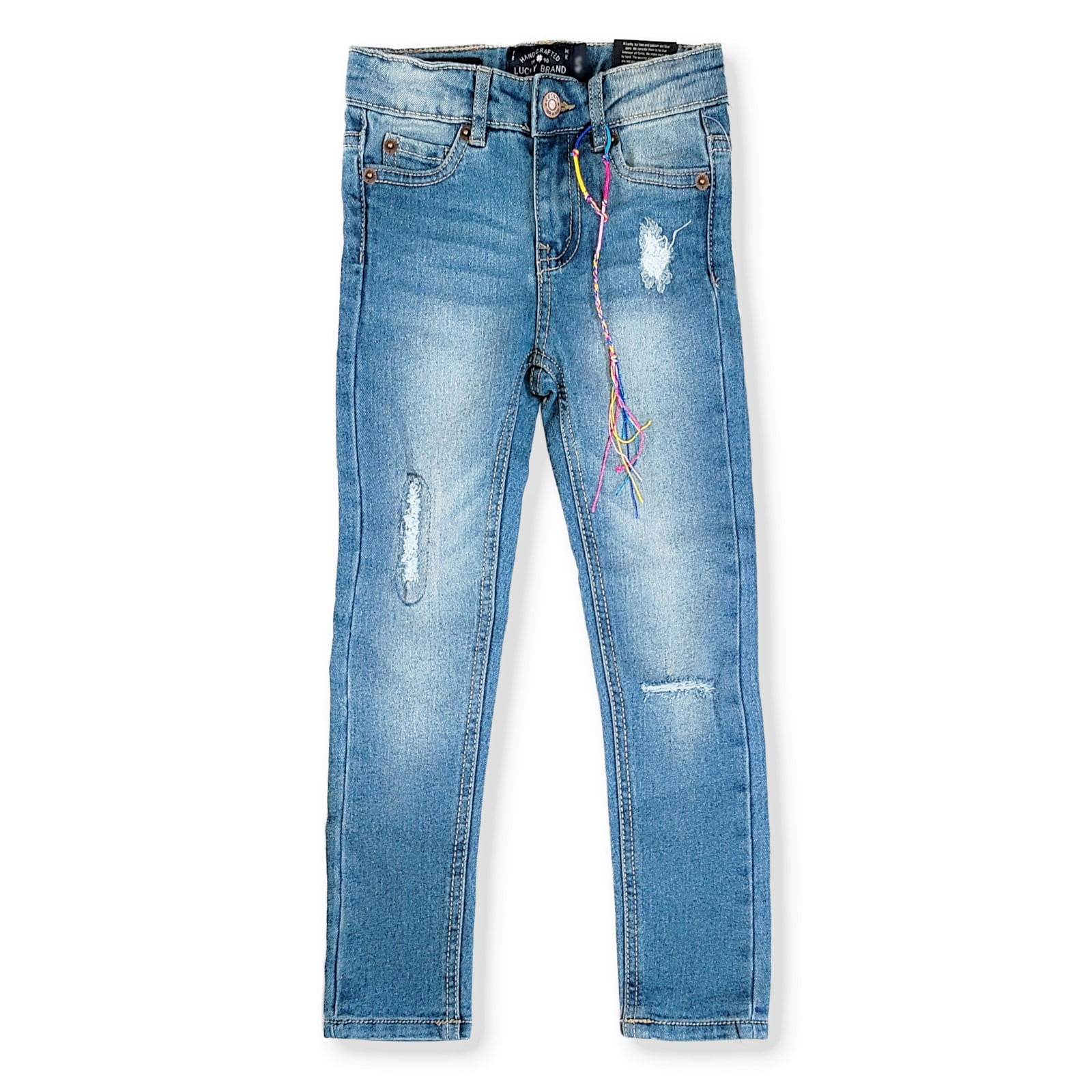 Lucky Brand Girl's Zoe Skinny Stretch Ripped Denim Distressed