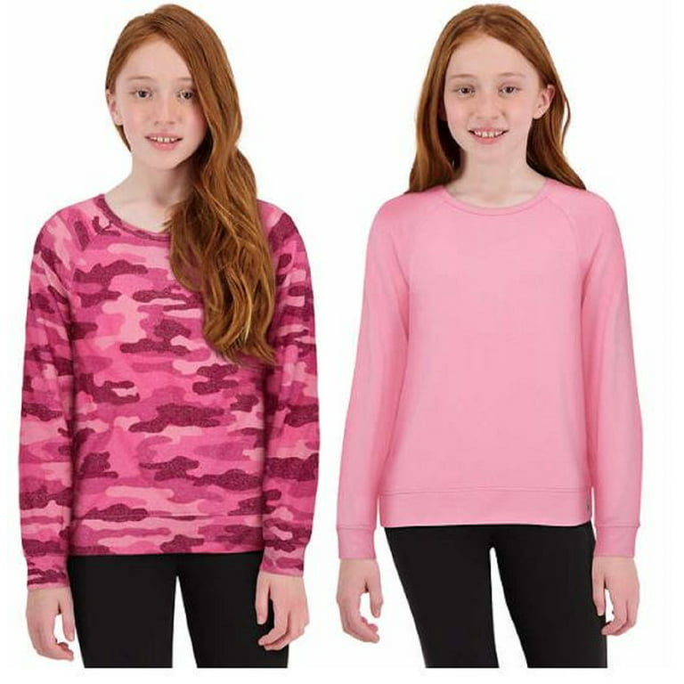 Lucky Brand Girls 2-Pack Long Sleeve Tee Knit Tops (Red Berry, Small 7-8)