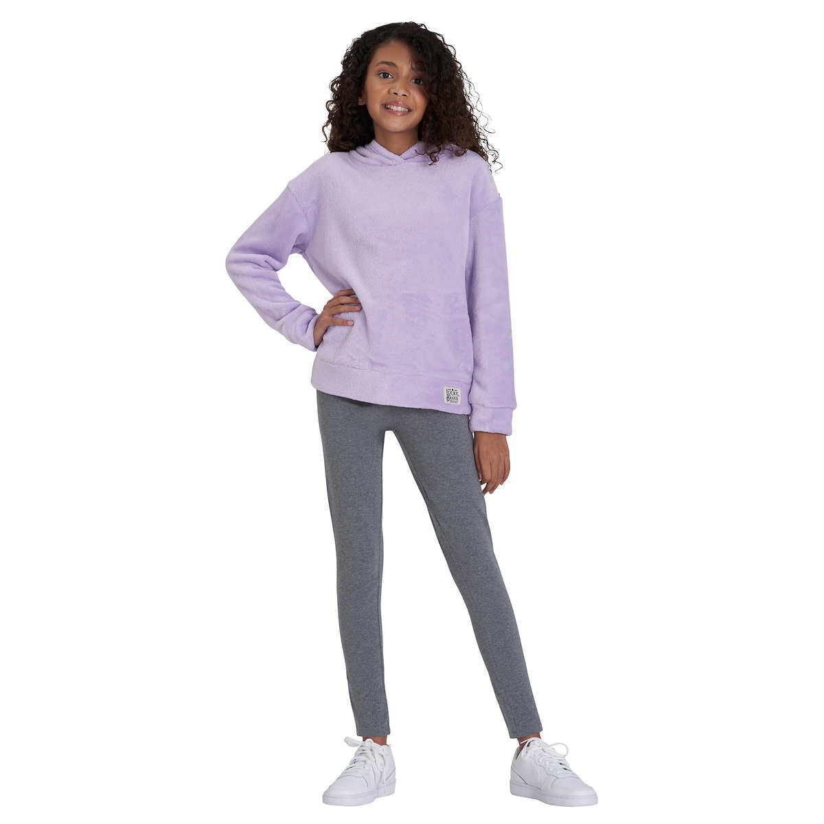 Lucky Brand Girls' Camo Plush Top \u0026 Legging 2-piece Set, Lavender/Gray XS 5/6