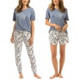 thumbnail image 1 of Lucky Brand Ladies 3-piece Pajama Set, Top/Pant/Short set (Blue Tie Dye, 2X), 1 of 1