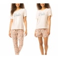 thumbnail image 1 of Lucky Brand Ladies 3-piece Pajama Set, Top/Pant/Short set (Pink Floral, X-Large), 1 of 3