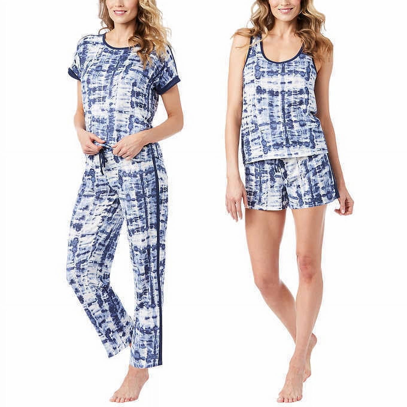 Lucky Brand Women's 4 Piece Pajama Set, Tee, Tank, Short, & Pant 