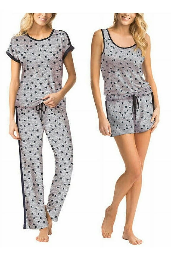 Ladies' 4 piece PJ Set Nightwear (Pink Floral, X-Large)