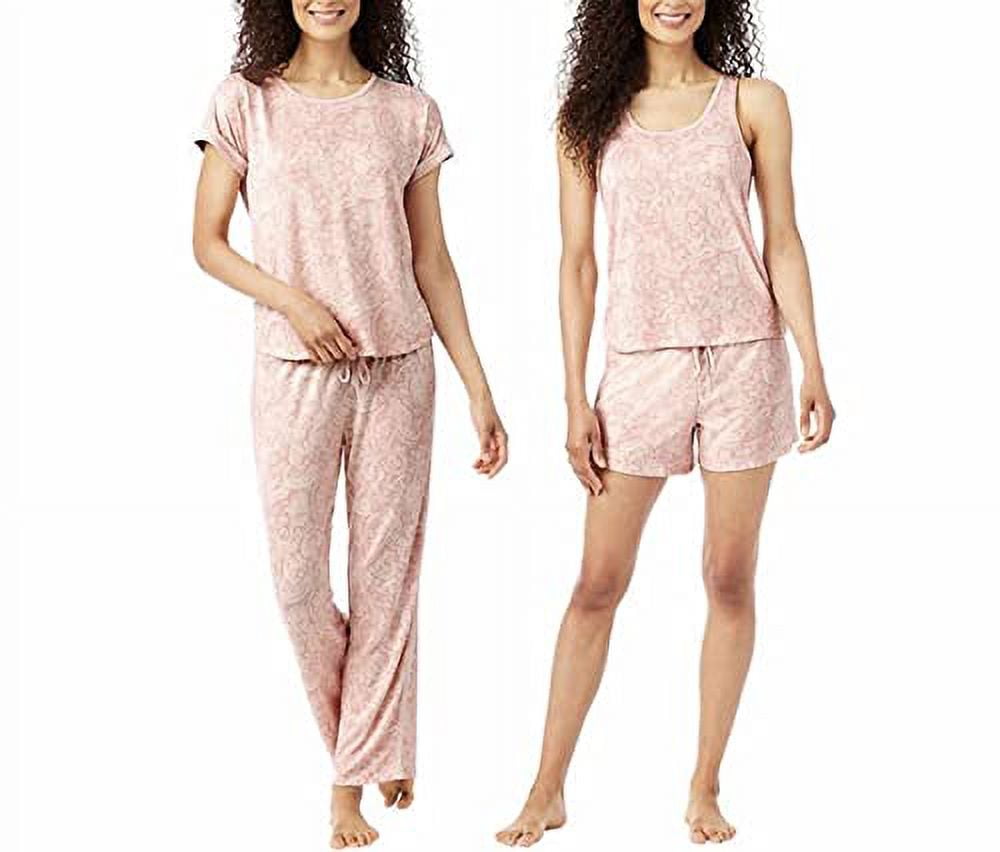 Lucky Brand Ladies' 4 piece Pajama Set (Pink Floral, S) 