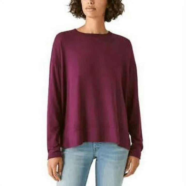 Lucky Brand Women s Sweatshirt Long Sleeve Cozy Crewneck Fleece Casual Size Small Purple