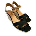 thumbnail image 1 of Lucky Brand Ladies Maey Lee Espadrille Wedge Sandal (Black, 9), 1 of 6