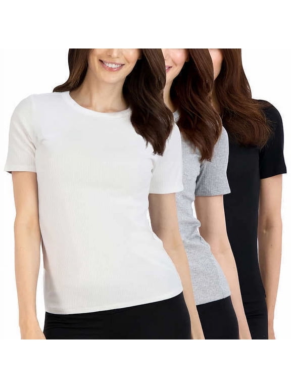 Ladies? Ribbed Crew, 3-pack 1670897 (Black Pack Medium)