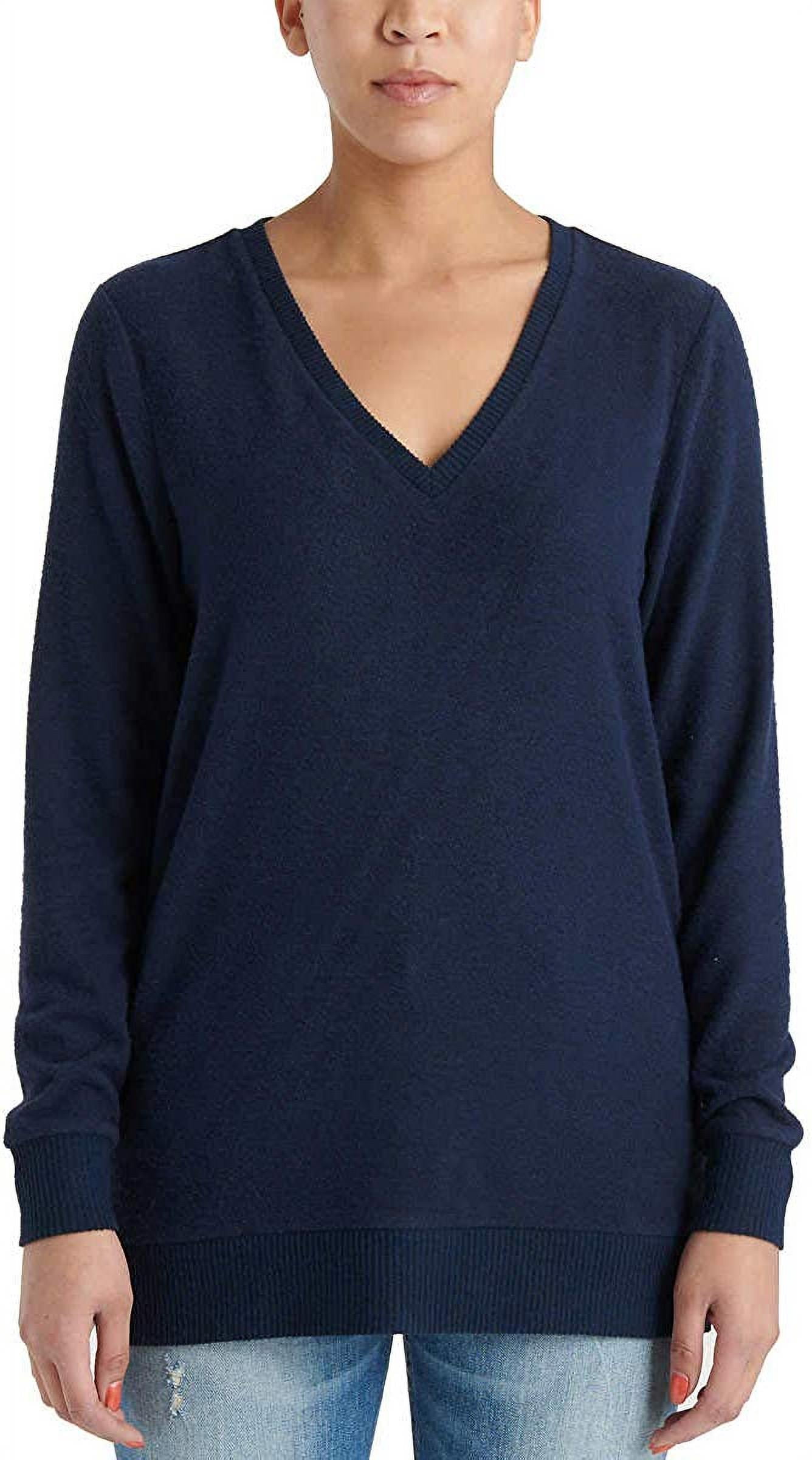 Lucky Brand Ladies' V-Neck Tunic Long Sleeves Pullover Light Sweater Navy S  