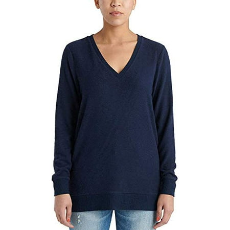 Lucky Brand Ladies' V-Neck Tunic Long Sleeves Pullover (XXL, Navy)