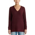 thumbnail image 1 of Lucky Brand Ladies' V-Neck Tunic Long Sleeves Pullover, Wine, Large, 1 of 2
