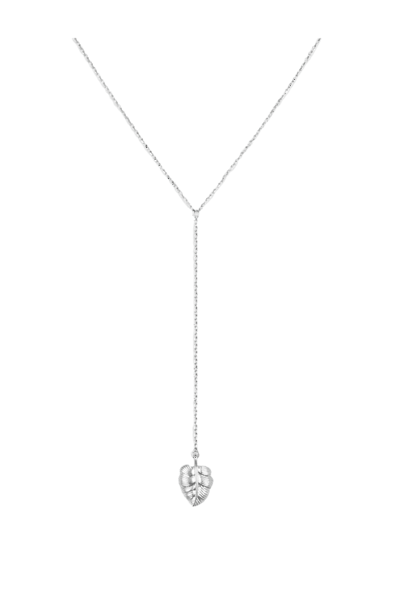 Leaf Pendant Necklace in Silver Metal for Adult Women