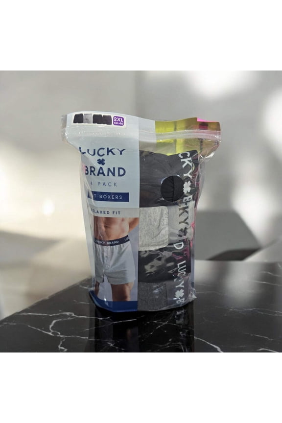 Lucky Brand Men's 4-Pack Knit Boxer, Relaxed Fit, Gray Multi, 2XL(44-46)