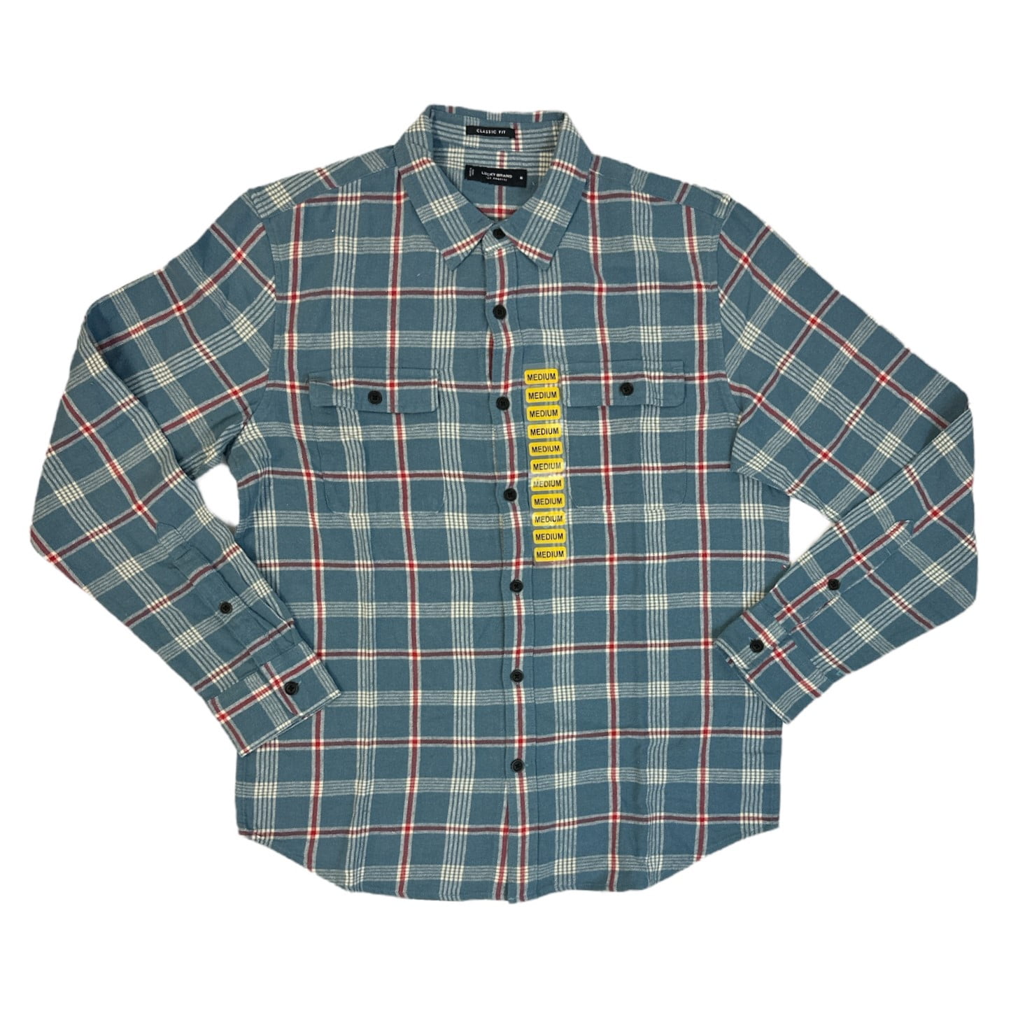 Lucky Brand Men's Button-Down Humboldt Woven Long Sleeve Flannel Shirt  (Blue Plaid, S)
