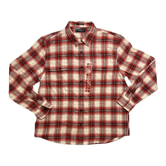 Lucky Brand Men's Button-Down Humboldt Woven Long Sleeve Flannel Shirt (Red Plaid, XXL)