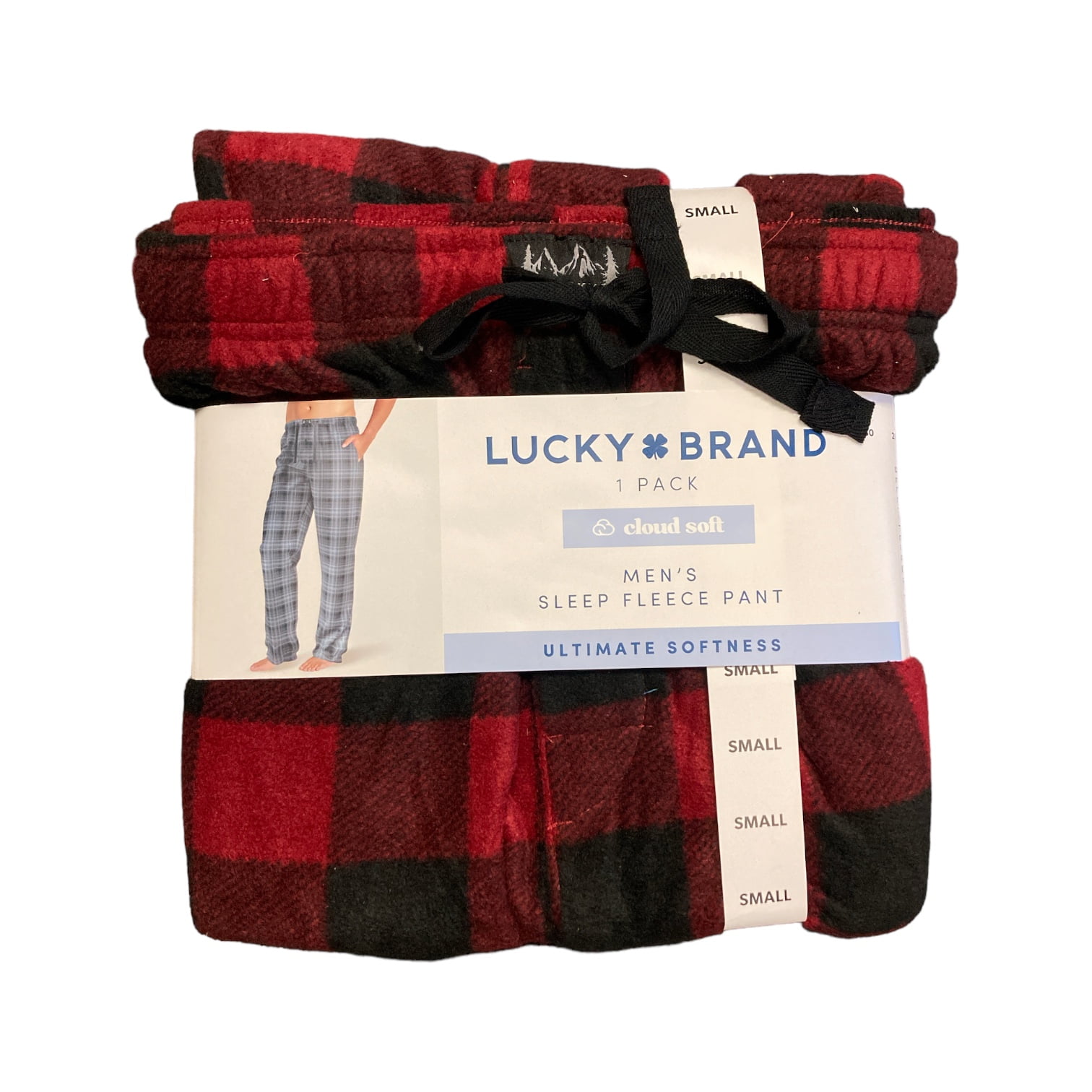 Lucky Brand Men's Cloud Soft Fleece Drawstring Waist Sleep Pant (Red Plaid,  S)