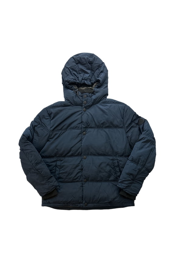 Men's Full Zip Heavyweight Puffer Jacket (Navy, S)