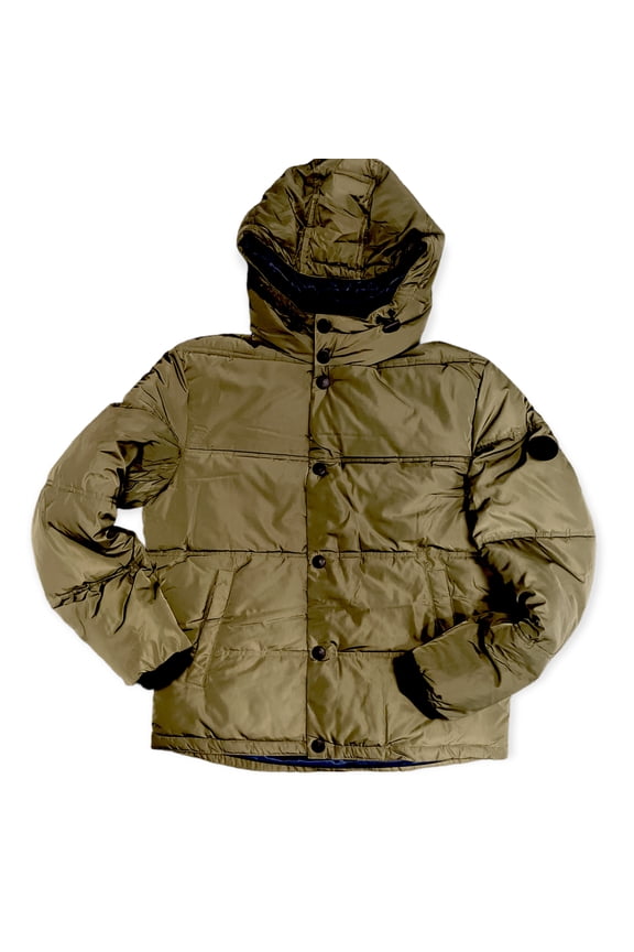 Men's Full Zip Heavyweight Puffer Jacket (Olive, S)