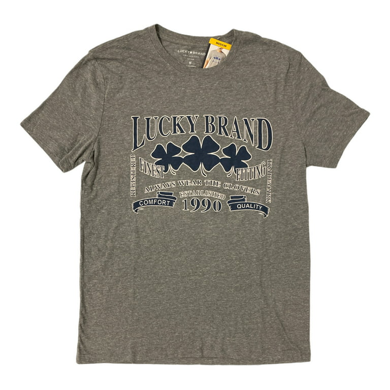 Lucky Brand Men's Lightweight Short Sleeve Graphic T-Shirt (Grey, L)