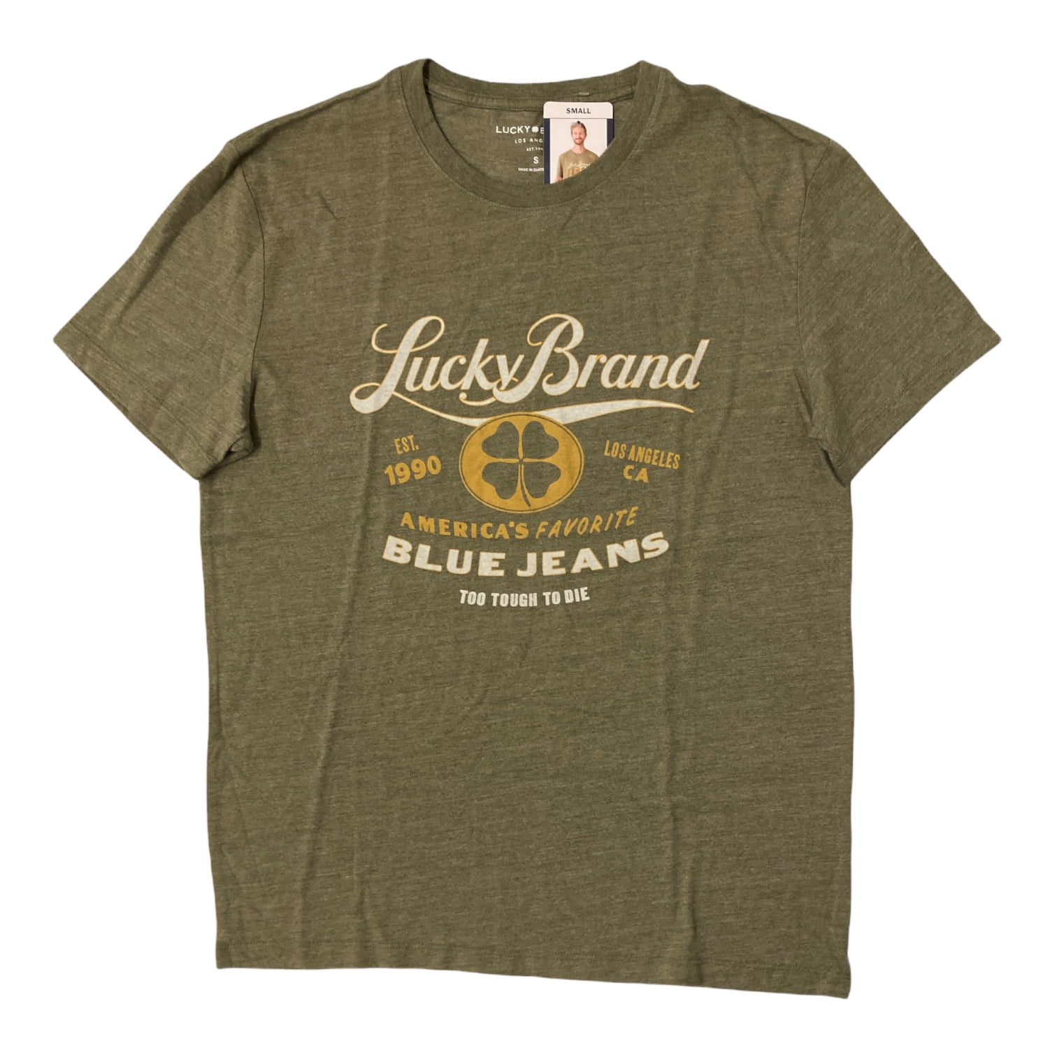 Lucky Brand Men's Lightweight Short Sleeve Graphic Tee Shirt (Burnt Olive  Clover, M) 